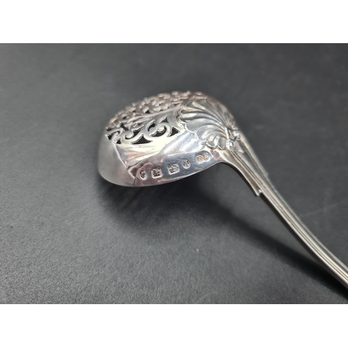 147 - A Victorian silver Sifting Ladle king's pattern engraved initial and coronet, London 1866, maker: F ... 