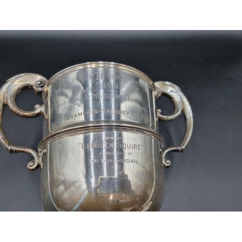 149 - An Edward VII silver two handled Trophy with presentation inscription 