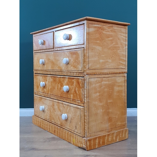 16 - A Victorian painted pine Chest of two short and three long drawers split in two parts 3ft 3in H x 3f... 