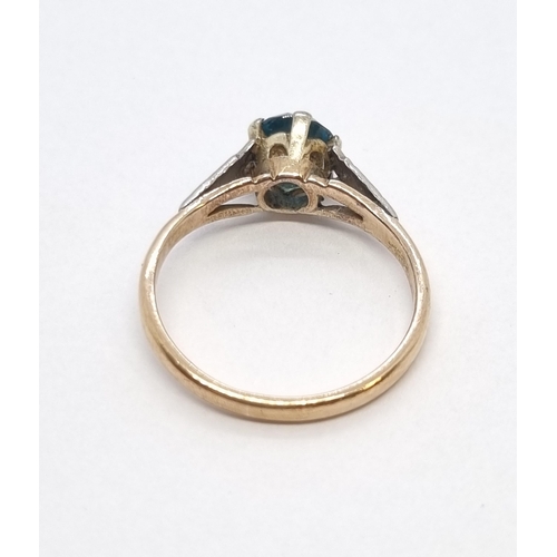 161 - An early 20th century single stone Zircon Ring in 9ct gold with platinum six claw setting on engrave... 