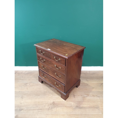 20 - A George III mahogany Chest of four graduated long drawers on bracket feet converted (possibly conve... 