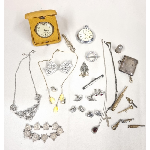 214 - Travel Clocks, Pocket Watch, Costume Jewellery etc