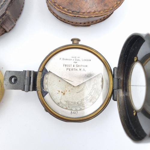 233 - A Callaghan Pocket Barometer and a F. Barker & Son Pocket Compass, both in associated leather cases