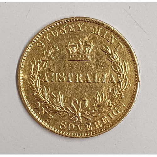 257 - Australia, Victoria, Sydney mint 1867 Sovereign, previously been in a mount and drilled