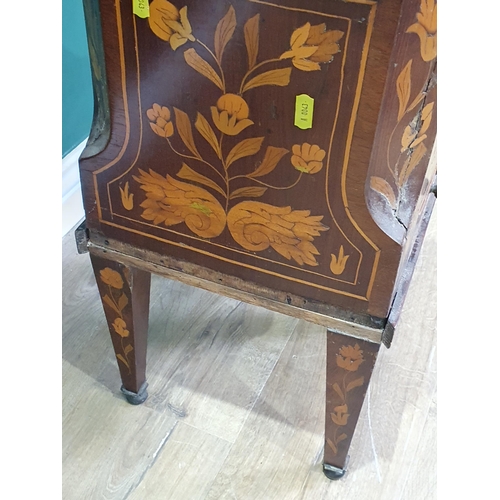 263 - An antique floral marquetry Jardiniere of square section, fitted small drawer and raised on squared ... 