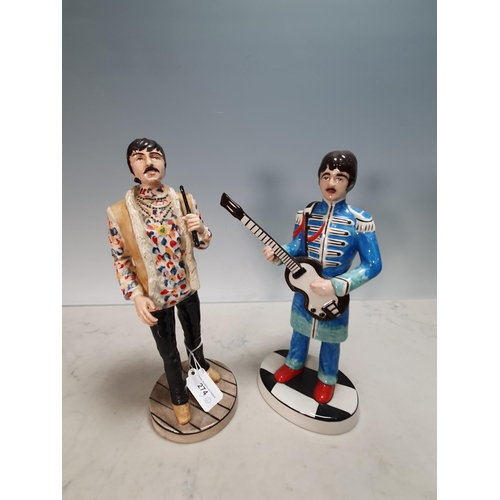 274 - Two Lorna Bailey limited edition Figures of Ringo Star, drum sticks A/F, 10 1/2in H 19/100, and Paul... 