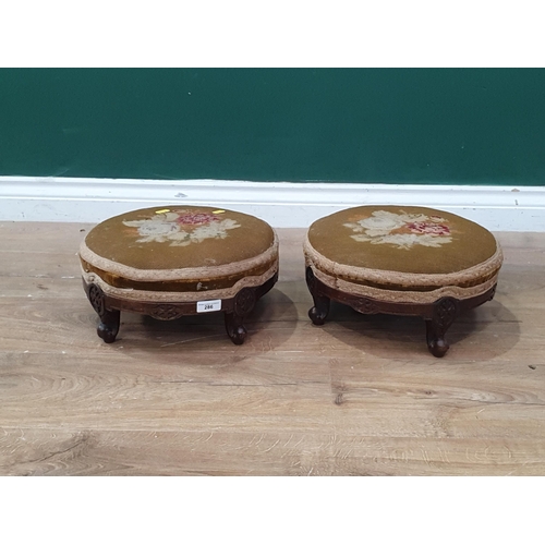 286 - A pair of Victorian walnut circular Footstools 1ft D (R11)