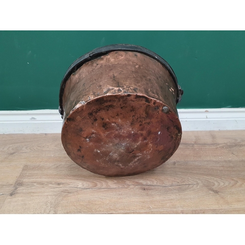 300 - A copper and steel Jam Pan with swing handle. (R9).