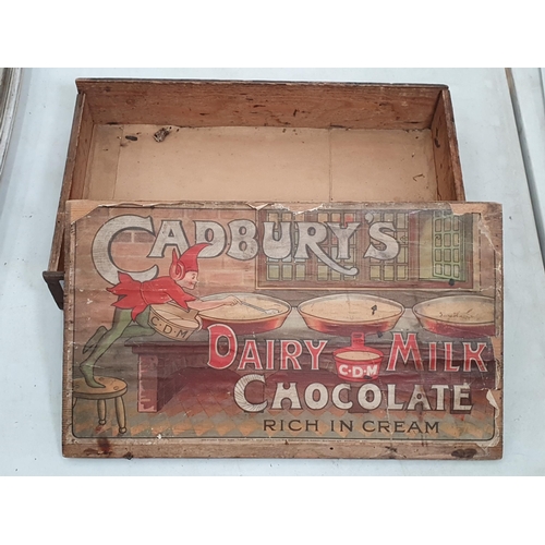 326 - A Cadbury's wooden Dairy Milk Chocolate Box with paper label to the top and sides, 14in W (R5)