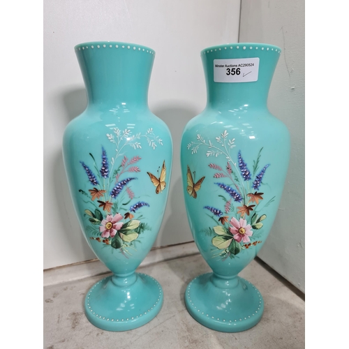 356 - Two pairs of Victorian Vaseline glass Vases (R5)