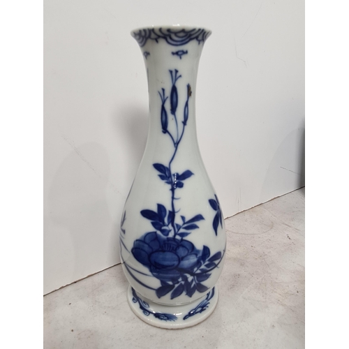 359 - Two Chinese blue and white cylindrical Vases, a blue and white baluster Vase, a Plate and other Chin... 