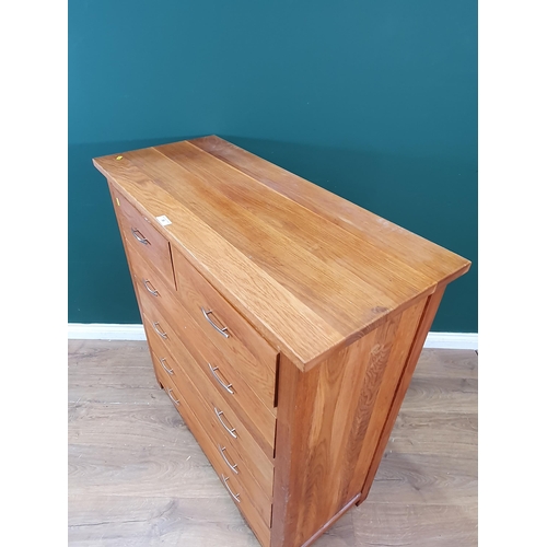 38 - A modern oak Chest of two short and four long drawers 3ft 6in H x 3ft 3in W (R4)