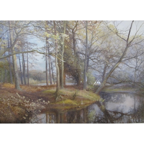 410 - ERNEST ALBERT CHADWICK RBSA. An Autumnal river landscape, signed, watercolour, 21 x 29 1/2 in