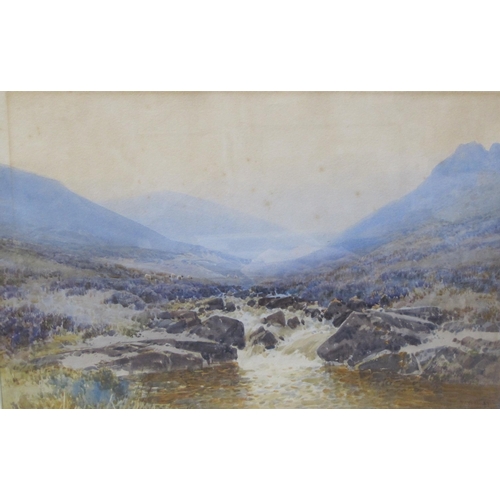 411 - FREDERICK JOHN WIDGERY. A moorland river, signed, watercolour, 13 1/2 x 20 1/2 in; and one other wat... 