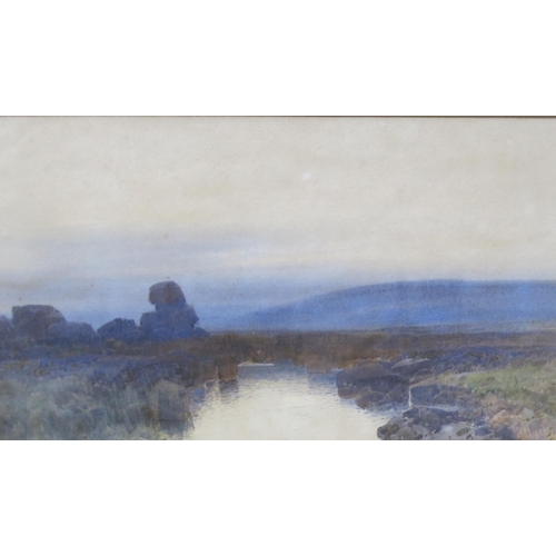 411 - FREDERICK JOHN WIDGERY. A moorland river, signed, watercolour, 13 1/2 x 20 1/2 in; and one other wat... 