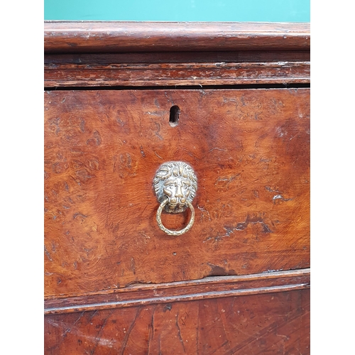 456 - A Mahogany table with shaped front fitted three drawers with lion mask ring pull handles raised on s... 