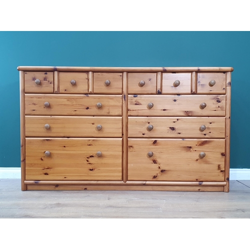 477 - A modern pine Bank of six short and six long drawers 5ft 1in W x 3ft H (R4)