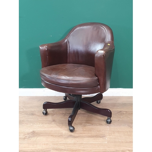 485 - A modern leather style upholstered adjustable Swivel Chair. (R4).