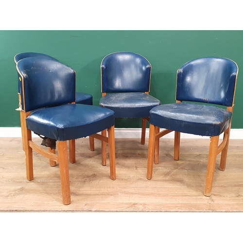 5 - Four modern blue leather effect upholstered Dining Chairs (R6)