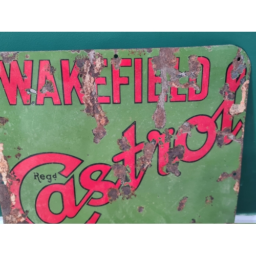 55 - A vintage 'Wakefield Castrol Motor Oil' single sided enamel Sign 1ft 7in H x 1ft 6in W (R9)