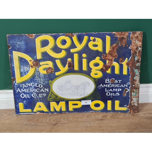 56 - A 'Royal Daylight Lamp Oil' double sided enamel Sign 1ft 10in W x 1ft 2in H (R9)