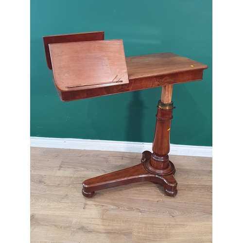 596 - A Victorian mahogany adjustable Reading Table, with rise and fall adjustment and double hinged readi... 