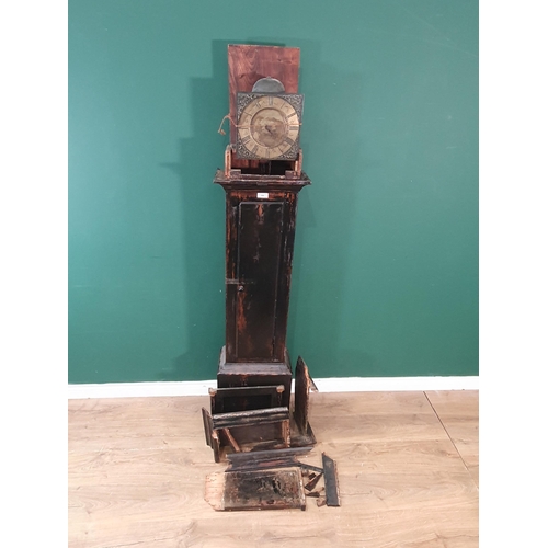 598 - An antique stained wood Longcase Clock with square brass dial, inscribed Will.m Bassett, Mayfield wi... 