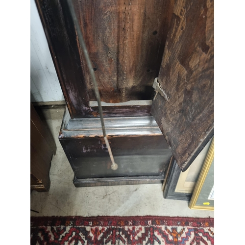 598 - An antique stained wood Longcase Clock with square brass dial, inscribed Will.m Bassett, Mayfield wi... 