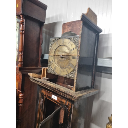 598 - An antique stained wood Longcase Clock with square brass dial, inscribed Will.m Bassett, Mayfield wi... 