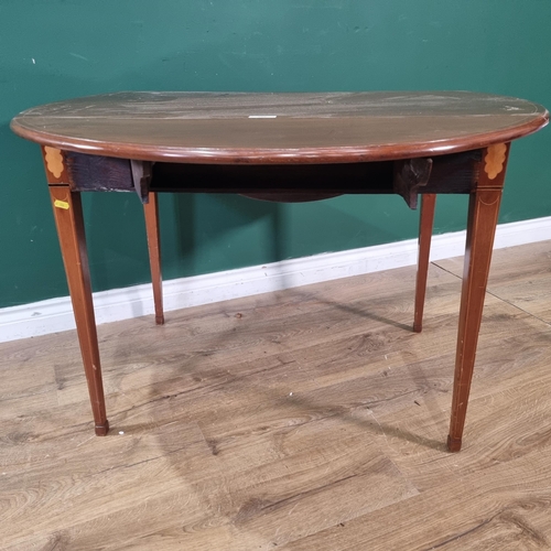 599 - A mahogany and inlaid oval Pembroke Table 3ft 2in W x 2ft 3in H (R9)