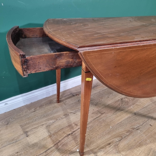 599 - A mahogany and inlaid oval Pembroke Table 3ft 2in W x 2ft 3in H (R9)