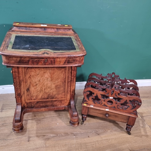 600 - A Victorian walnut and inlaid Davenport fitted four drawers to one  2ft 8in H x 1ft 10in W and a Vic... 