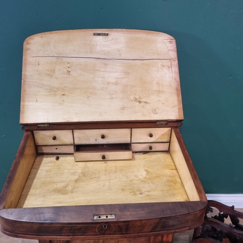 600 - A Victorian walnut and inlaid Davenport fitted four drawers to one  2ft 8in H x 1ft 10in W and a Vic... 