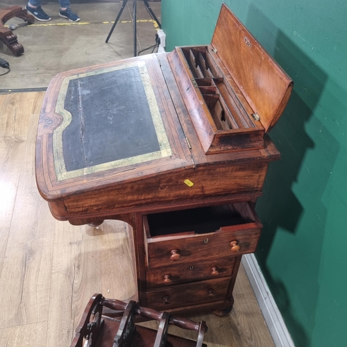 600 - A Victorian walnut and inlaid Davenport fitted four drawers to one  2ft 8in H x 1ft 10in W and a Vic... 