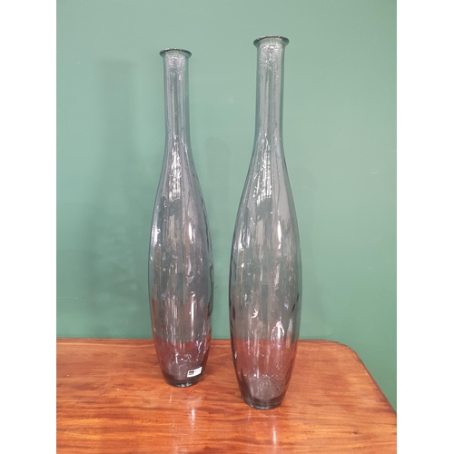 609 - A pair of large modern glass 'Mica' Bottle Vases, 3ft 4in H, (R8)