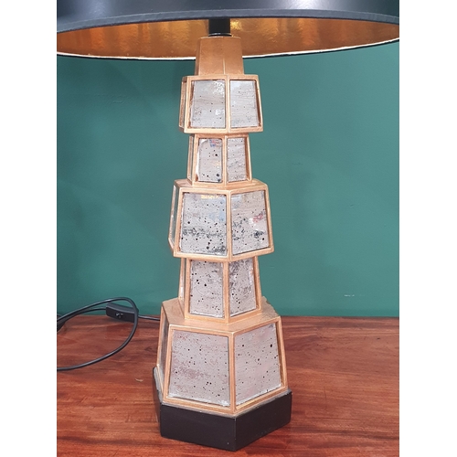 610 - A pair of modern bespoke made hexagonal four tier glass Table Lamps and shades 2ft 4in H (R9) (purch... 