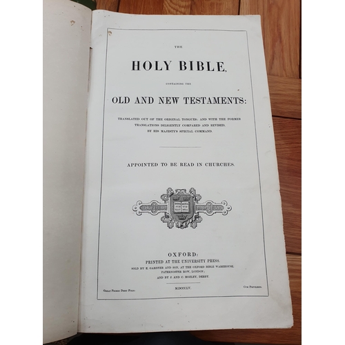 66 - A leather bound Holy Bible containing Old and New Testaments, printed Oxford University press 1855 a... 