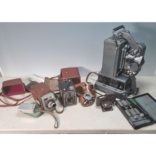 705 - A Coronet Vogue bakelite Camera, a Box Camera in case, a Lumiere Camera, a Brownie Movie Camera, a P... 