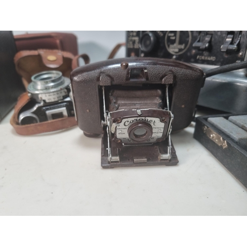 705 - A Coronet Vogue bakelite Camera, a Box Camera in case, a Lumiere Camera, a Brownie Movie Camera, a P... 