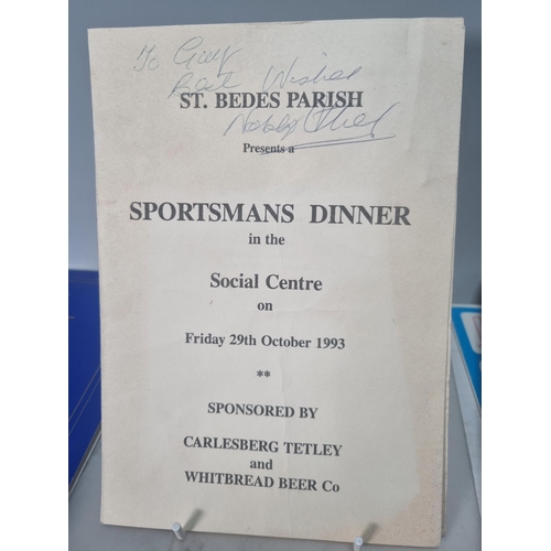 706 - A Sportsman's Dinner Programme signed by Nobby Stiles, a Letter from and signed by George Mutch who ... 