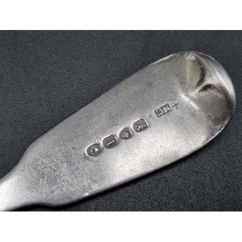 82 - A George IV silver Table Spoon fiddle pattern engraved initials, London 1824, four various Dessert S... 