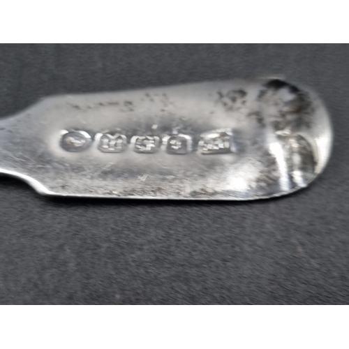 82 - A George IV silver Table Spoon fiddle pattern engraved initials, London 1824, four various Dessert S... 