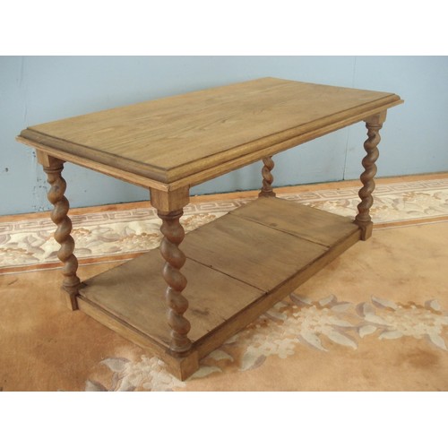 82 - An oak Coffee Table on barley twist supports with lower tier 3ft W x 1ft 6in H x 1ft 7in D