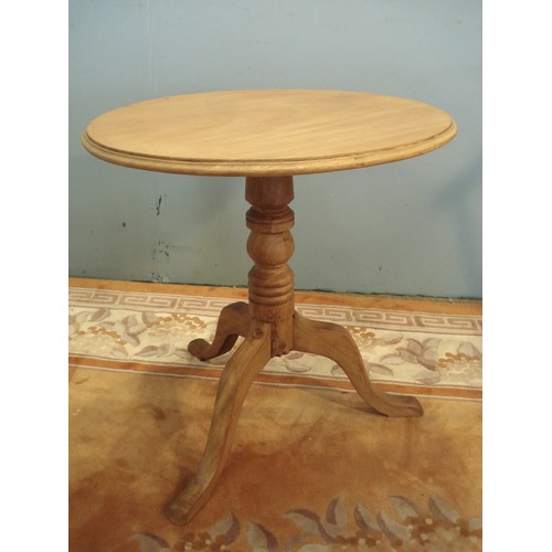 98 - A 19th Century stripped mahogany Pillar Table on turned column and tripod supports 2ft H x 2ft D