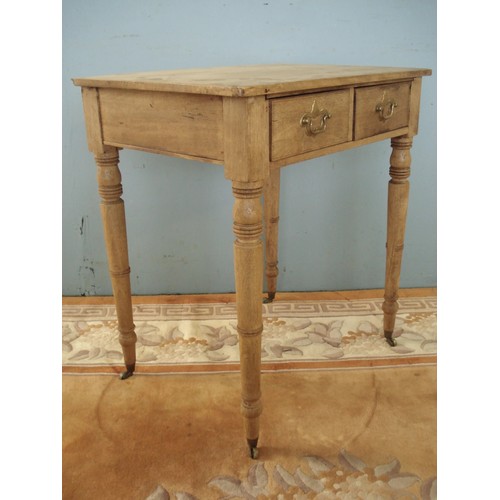 33 - A Victorian mahogany Side Table fitted two frieze drawers raised on tuned supports and casters 2ft 4... 
