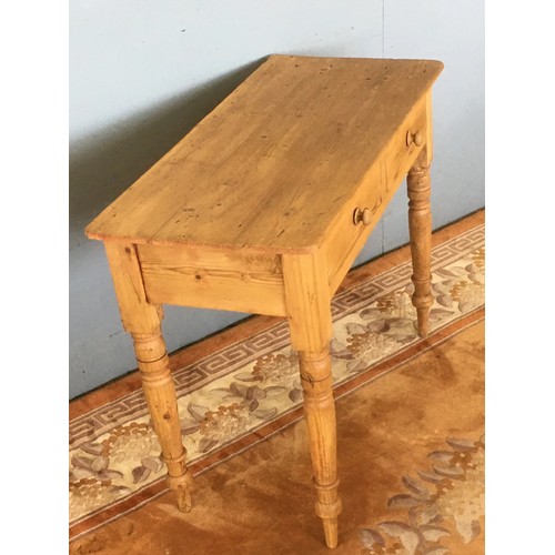 134 - A 19th Century pine Side Table fitted two frieze drawers raised on turned supports 3ft 3in W x 2ft 5... 