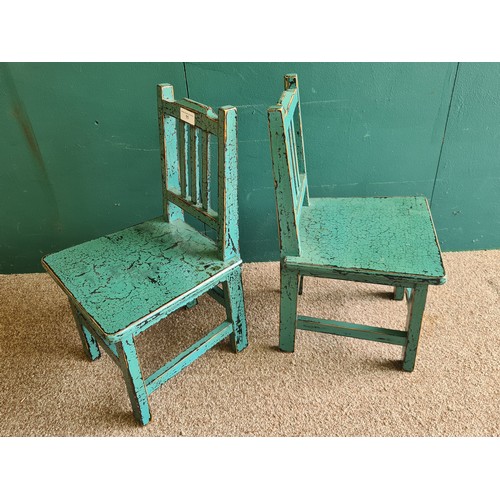 11 - A pair of green painted Child's Chairs 1ft 10in H