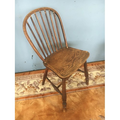 2 - A pair of antique ash and elm stick back Kitchen Chairs