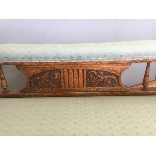 40 - A Victorian oak framed Chaise Lounge with pale blue upholstery raised on turned supports 5ft 6in L x... 
