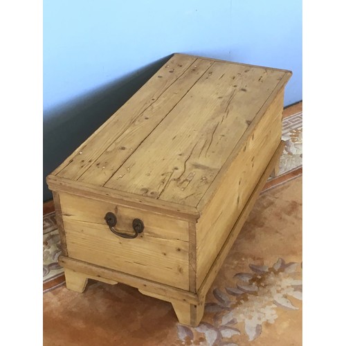 54 - An antique pine Blanket Chest on angled bracket feet 3ft 2in W x 1ft 5in H x 1ft 7in D